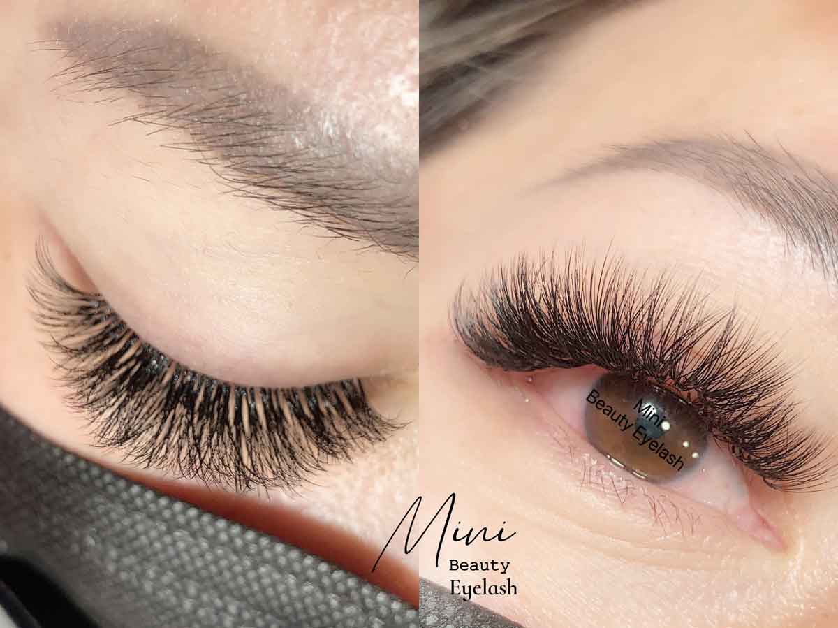 3D volume eyelash extensions applied by Mini Beauty Eyelash in Los Angeles County and Orange County.