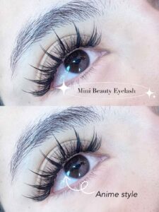 Top rated Anime eyelash style applied by Mini Beauty Eyelash in Los Angeles county and orange county.