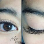 Closed and Open eye with Classic eyelash extensions applied by Mini Beauty Eyelash in Los Angeles County and Orange County.