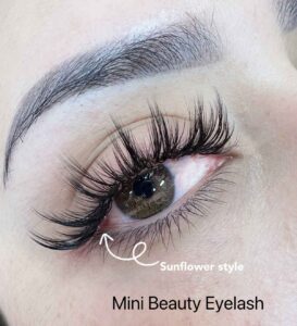 Popular Sunflower eyelash extensions applied by Mini Beauty Eyelash in Los Angeles County and Orange County.